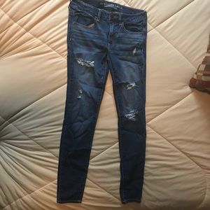 American Eagle Dark Wash Distressed Skinny Jeans
